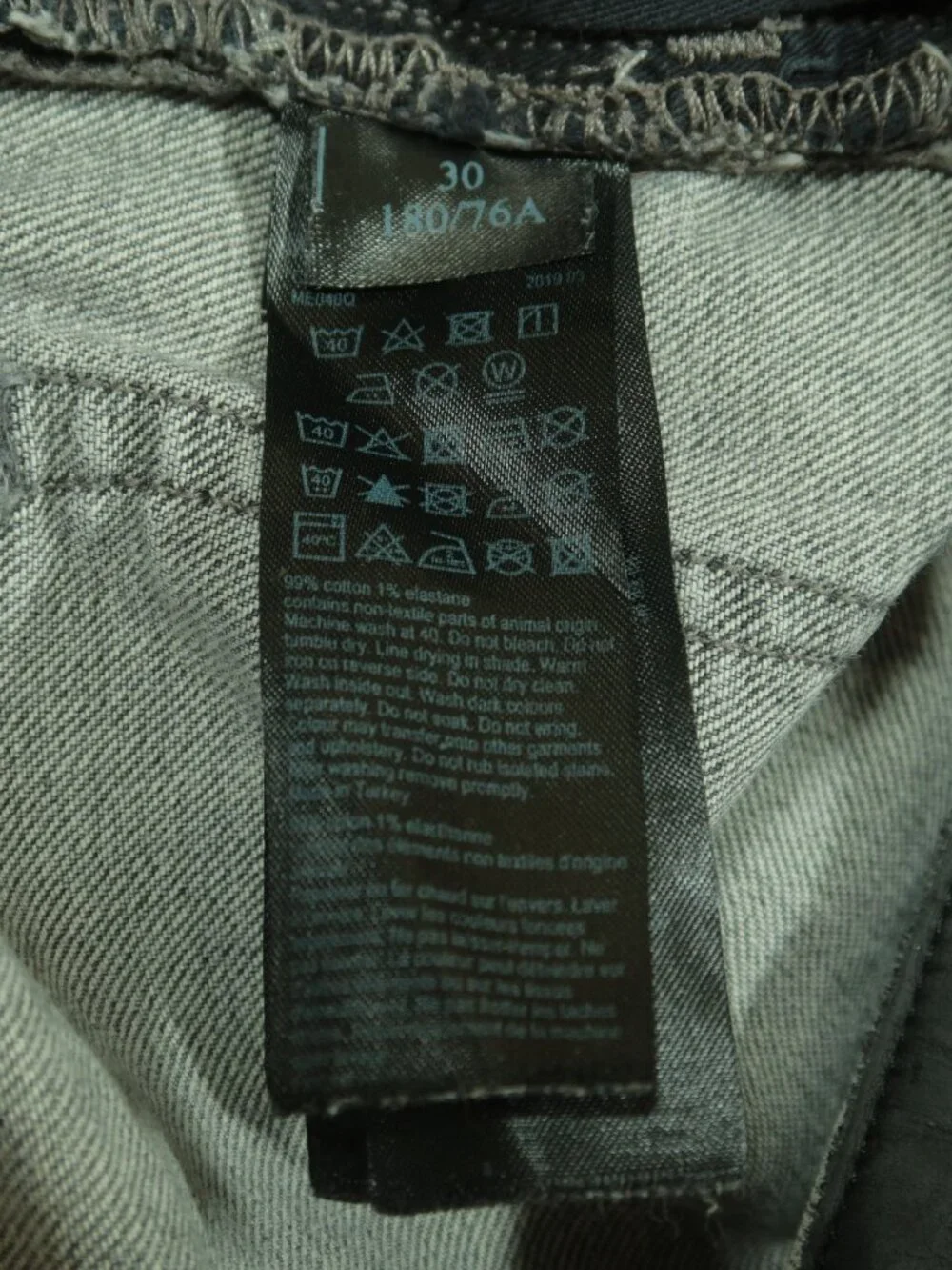 All Saints Cigarette Damaged Jeans Mens 30 Gray Skinny Taper
